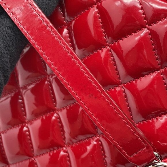 CHANEL Matelasse Mademoiselle Chain Boring Shoulder Patent Leather Red - Picture 10 of 15